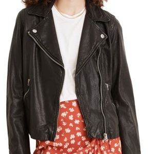 NWOT Madewell Washed Black Leather Moto Jacket Size Small